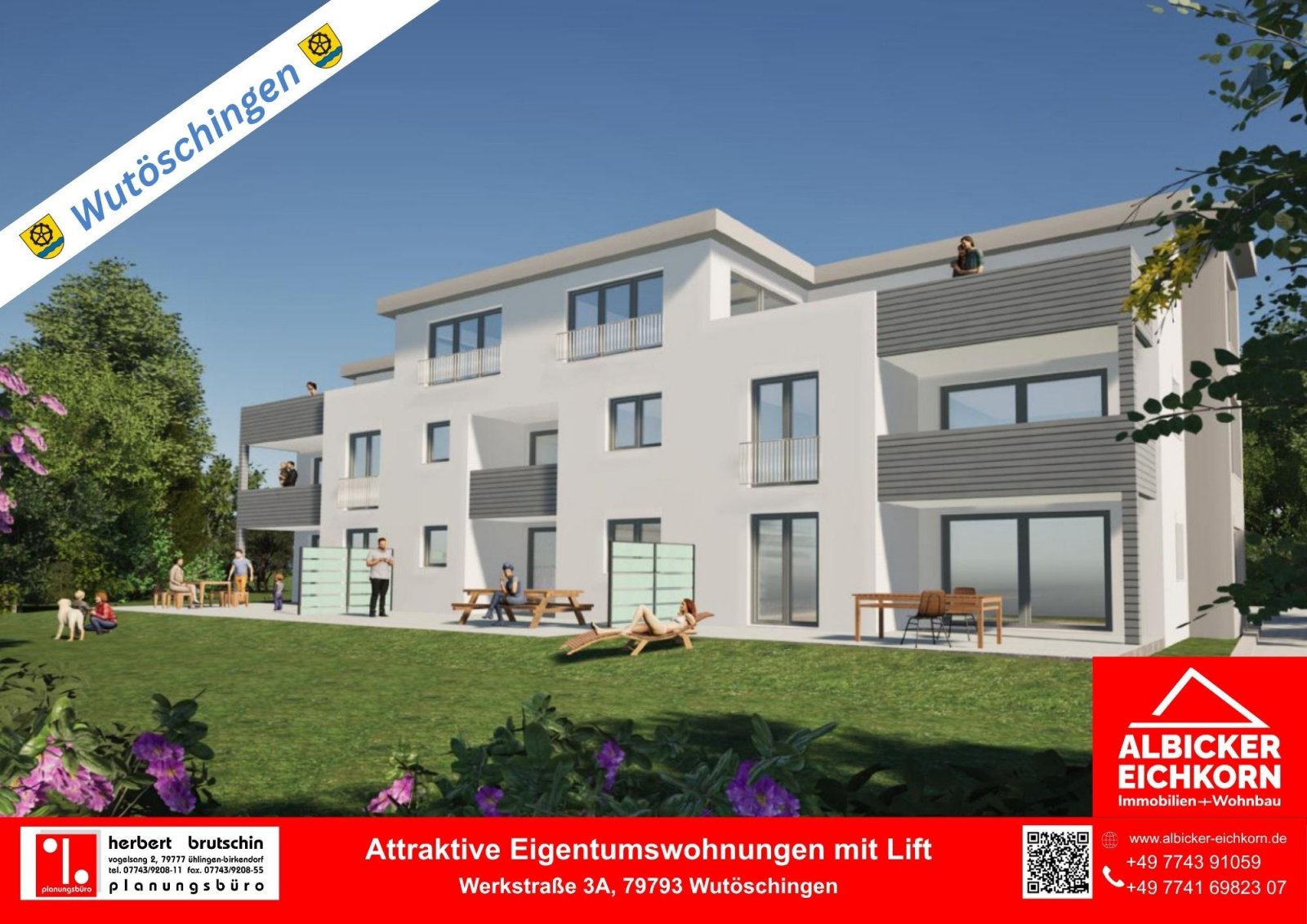 Wutöschingen: 3 Zi. EG mit Terrasse ca. 87 m² - Wohnung 2 - Werkstraße 3a, 79793 Wutöschingen – Neubau 