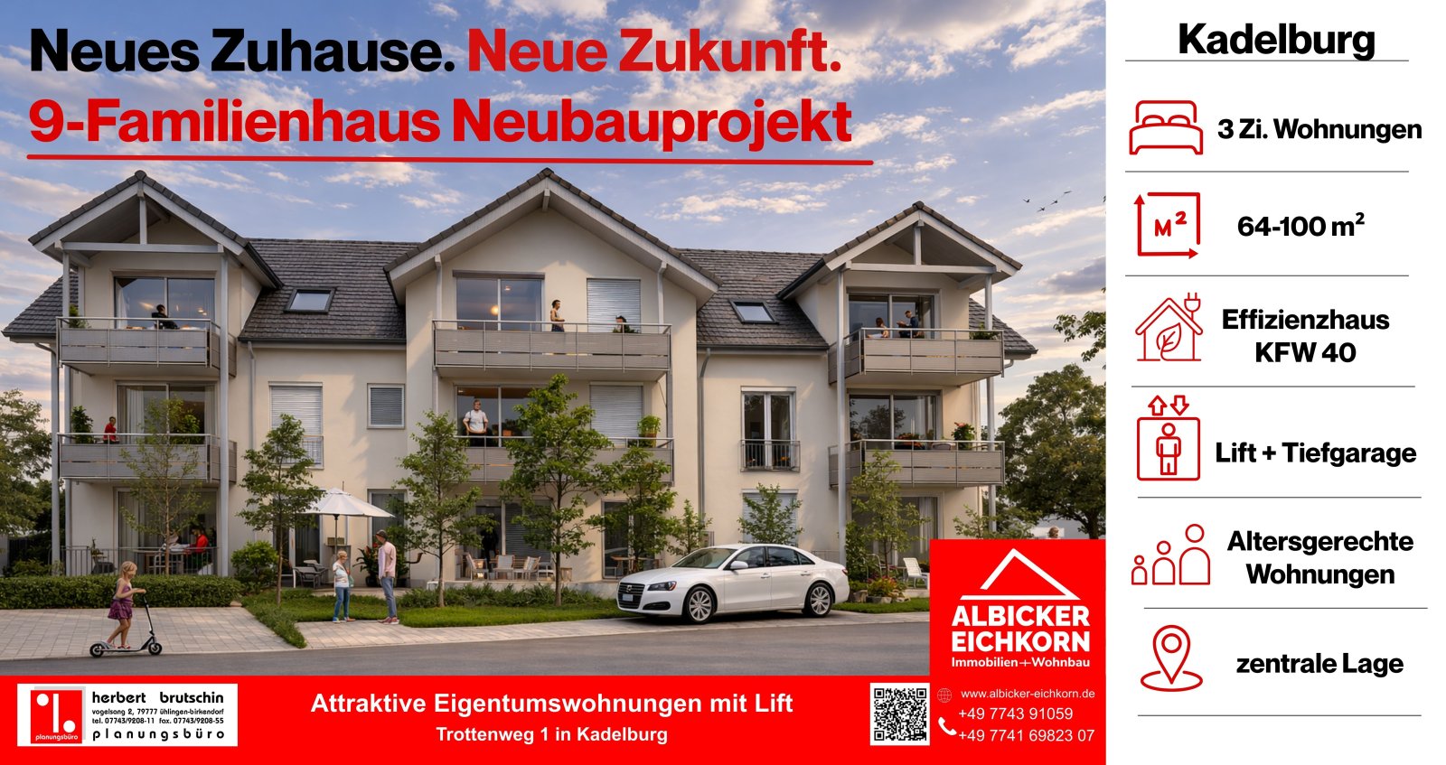 Küssaberg: Grenznahe 3 Zi. EG mit Terrasse ca. 98 m² - Wohnung 3 - Trottenweg 1, 79790 Kadelburg- Neubau KFW40 Küssaberg: Grenznahe 3 Zi. EG mit Terrasse ca. 98 m² - Wohnung 3 - Trottenweg 1, 79790 Kadelburg- Neubau KFW40