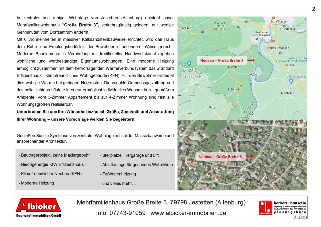 Lagebeschreibung Jestetten-Altenburg Große Breite 3 Lagebeschreibung Jestetten-Altenburg Große Breite 3