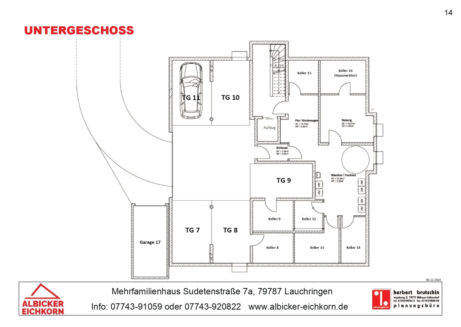Untergeschoss mit Wasch-/Trockenraum, Keller und Tiefgaragenplätzen