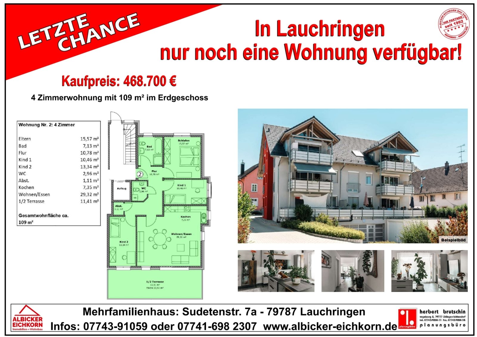 letzte verfügbare Wohnung im Haus