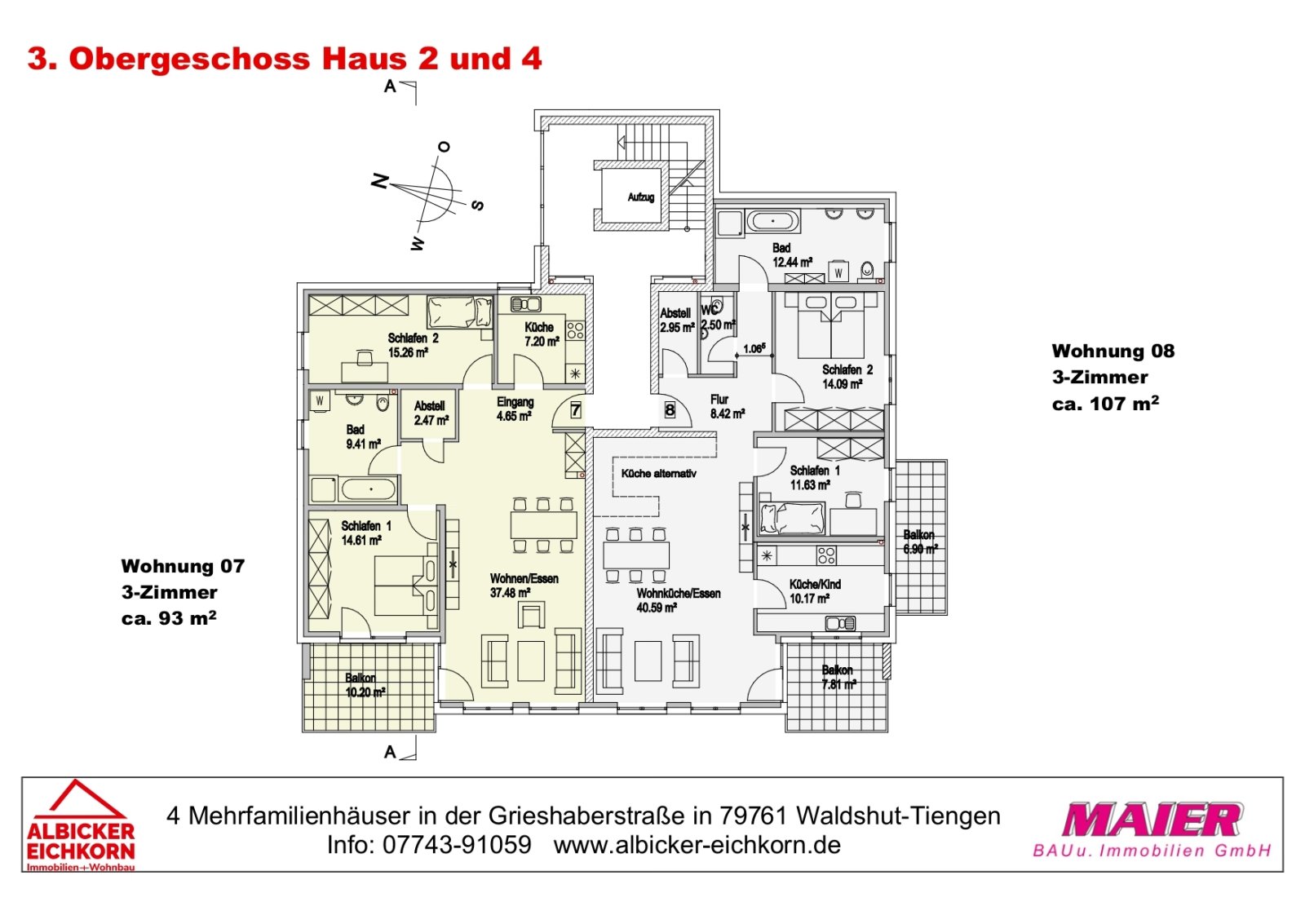Haus 4: Übersicht Grundriss Obergeschoss 3