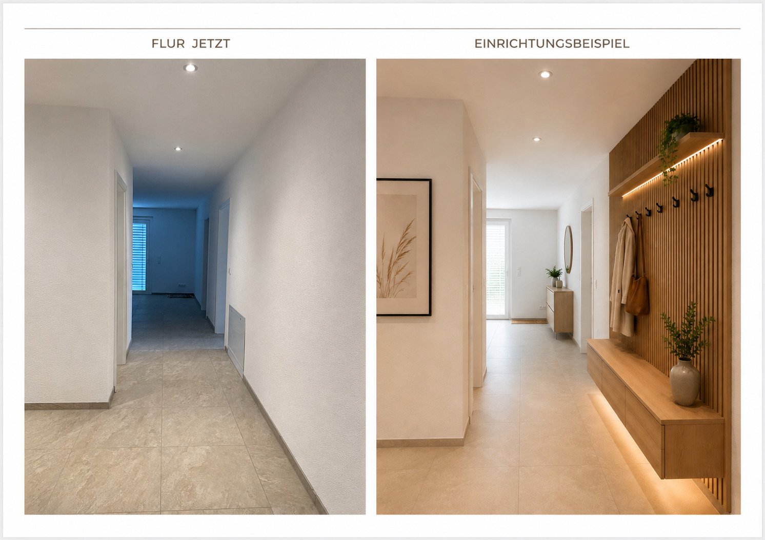 Flur mit ausreichend Platz für Garderobe und Schuhschrank