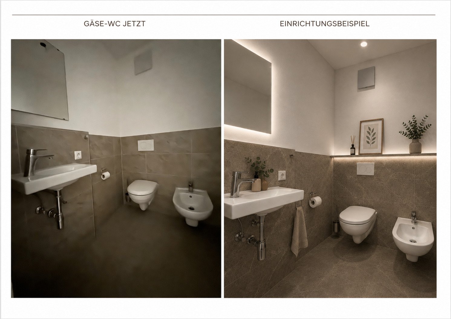 Gäste WC mit WC, Waschbecken und Bidet